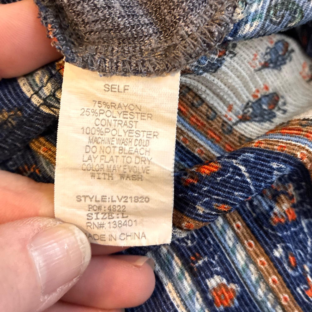 L Love Multicolor Patchwork 3/4 Button Up Tunic - image 8